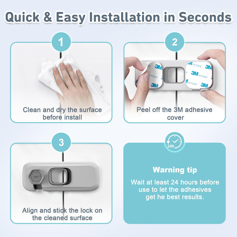 [Australia] - 6 Pack Child Proof Refrigerator Locks, Fridge Locks for Kids Safety, Freezer Door Latches with Sticky 3M Adhesives for Toddlers and Baby, Ideal for Upright Freezer, Ovens, Cabinets Door 