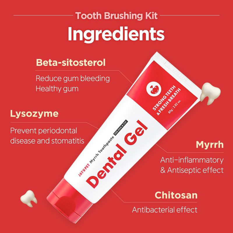 JAYU PET Tooth Brushing Kit - Dental Gel 1EA + Dental Care Brush 1EA | Dog Cat Tooth Brush Kit, Pet Toothpaste and Toothbrush Set, Dental Oral Care Kit, Dog Cat Toothpaste and Brush - PawsPlanet Australia
