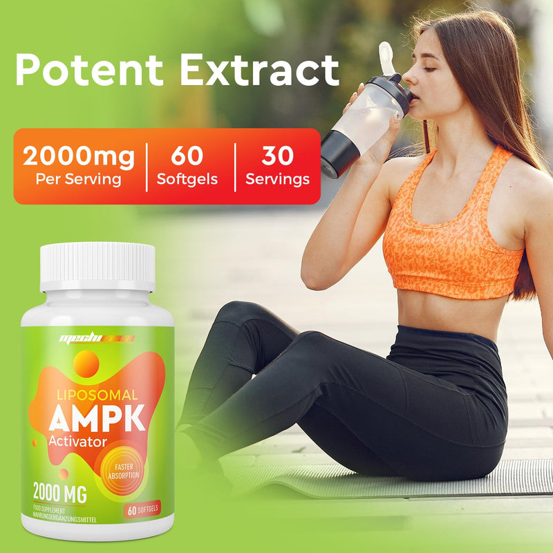 Liposomal AMPK Activator Capsules 2000 mg(2 Package),6-in-1 Formula with Quercetin Dihydrate, Resveratrol and Cinnamon Bark, for Antioxidant Support and Cellular Regulation, NO Soy,NO Gluten 60 count (Pack of 2)