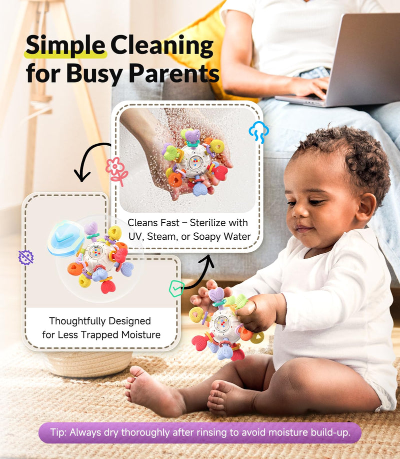 [Australia] - Baby Teething & Rattle Montessori Toys ‚Äì Safe, Multi-Functional BPA-Free Silicone Sensory Learning Teether Toys for Infant 0-12 Months‚ÄìTeething Relief & Fun Play ‚Äì Perfect Baby Gift for Boys & Girls 