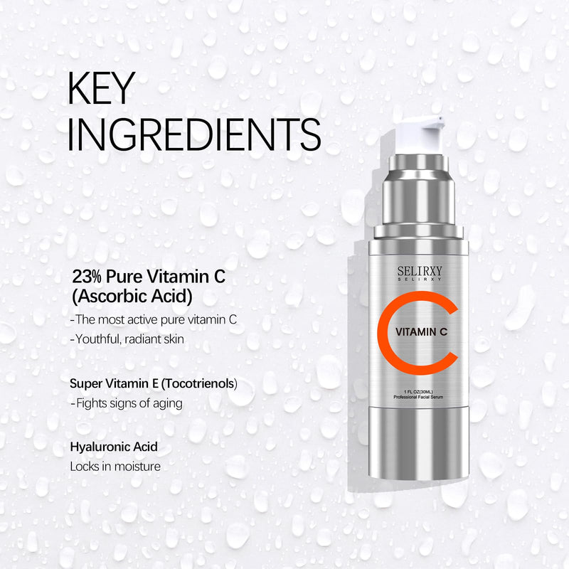 Vitamin C Serum for Face with Hyaluronic Acid iacinamide, Salicylic Acid & Lemon Extract, Brightening Serum For Dull 1FL OZ(30ML)