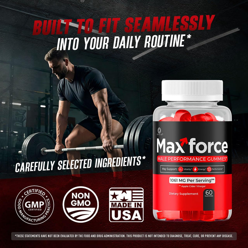 Max Force Gummies - Official Max Force Gummys with All Natural Ingredients, Advanced MaxForce Maximum Strength Formula for Wellness & Overall Health Support, 60 Gummies for 1 Month