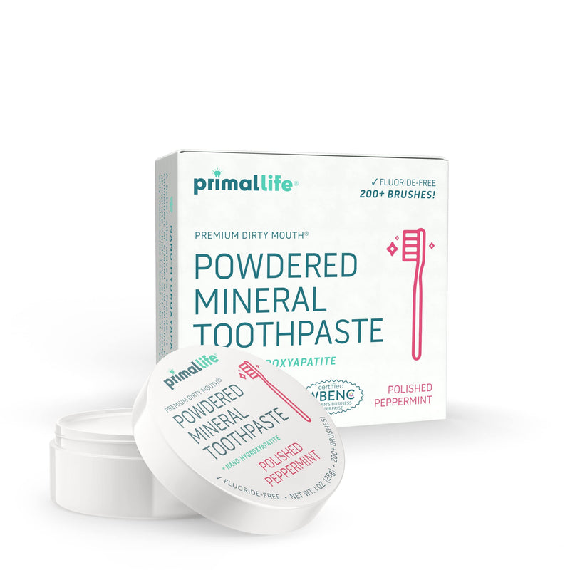 [Australia] - Primal Life Organics - Dirty Mouth Toothpowder, Tooth Cleaning Powder, Flavored Essential Oils with Natural Kaolin & Bentonite Clay, Good for 200+ Brushings, Paleo, Organic, Vegan (Peppermint, 1 oz) Peppermint 1 Ounce (Pack of 1) 