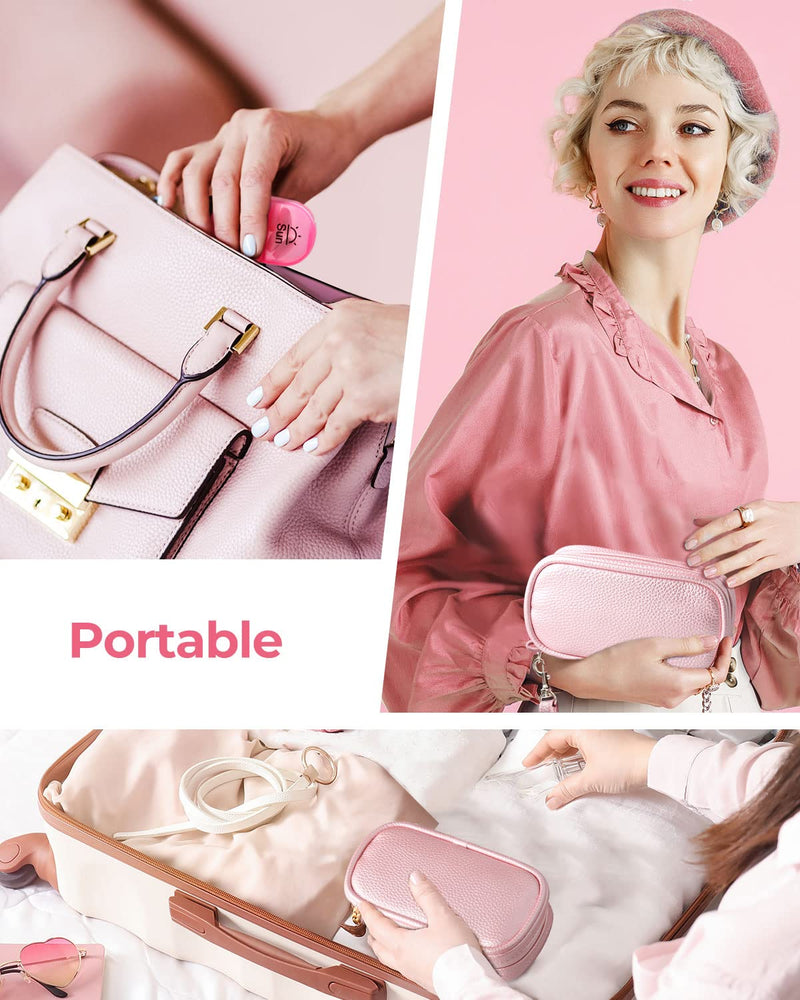 [Australia] - Cute Pill Organizer 2 Times a Day, PU Leather Pill Case for Women, Portable Weekly Pill Box for Purse with Storage Bag to Hold Vitamins/Medications/Fish Oils/Supplements, Pink 01-pink 
