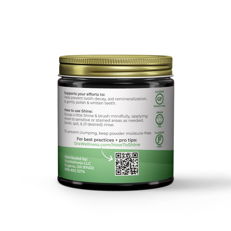 OraWellness Shine Remineralizing Tooth Powder with Hydroxyapatite, Mint | Fluoride Free, Made in the USA, Natural Teeth Whitening Powder with Microcrystalline Hydroxyapatite, Helps Remove Stains