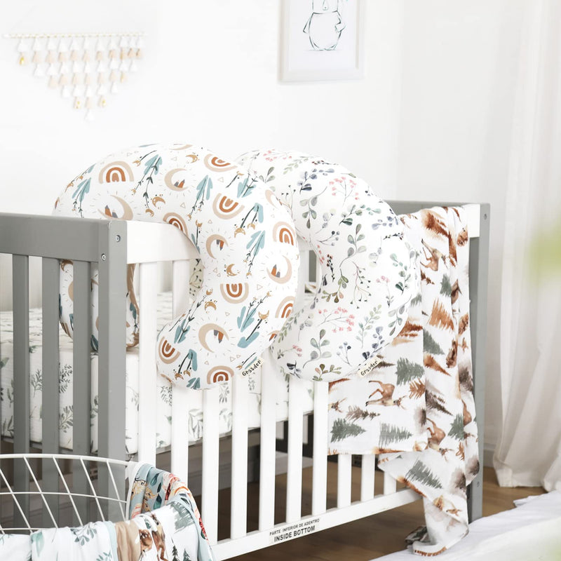 [Australia] - GRSSDER Nursing Pillow Cover Stretchy Minky Removable Nursing Covers for Breastfeeding Pillows, Ultra Soft Comfortable Slipcover for Girls, Stylish Flora Pattern Fresh Green 