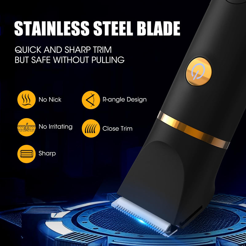 Manscape Body Trimmer for Men, 3 in 1 Men's Grooming Kit with Pubic/Nose Hair Trimmer & Ball Shaver for Nose/Balls/Groin/Legs/Chest Hair Removal, LED Display, IPX6 Waterproof, Gifts for Him Dad Black