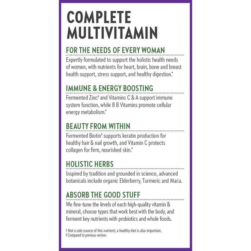 New Chapter Every Woman's One Daily Multivitamin - Bone, Energy & Immune Support* - Whole-Food Fermented Nutrients - No Added Sugar - Vegetarian & Gluten-Free - 48 Tablets 48 Count (Pack of 1) Tablet for Women