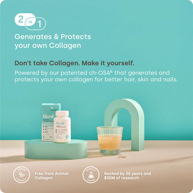 Biosil Collagen Booster Supplement - 30 Original Capsules, Pack of 2 - Patented ch-OSA Activator for Skin, Hair, Nails & Joints - Supports Natural Production - 30-Day Supply 30 Original Caps (Pack of 2)