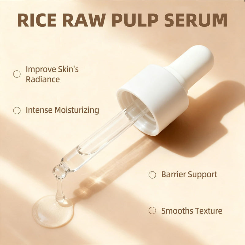 Rice Essence Face Serum Hydrating Glass Skin 1.01 fl oz | Rice serum with hydrolyzed rice protein, Vitamin B5, Vitamin C and sodium hyaluronate hydrates for a smooth glass-like glow.