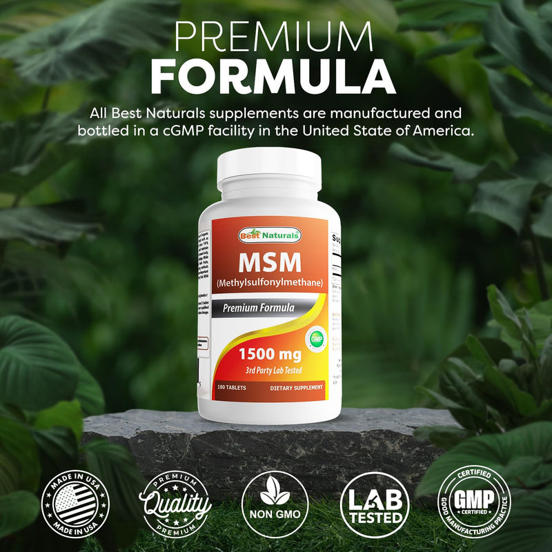 Best Naturals MSM 1500 mg 180 Tablets 180 Count (Pack of 1)