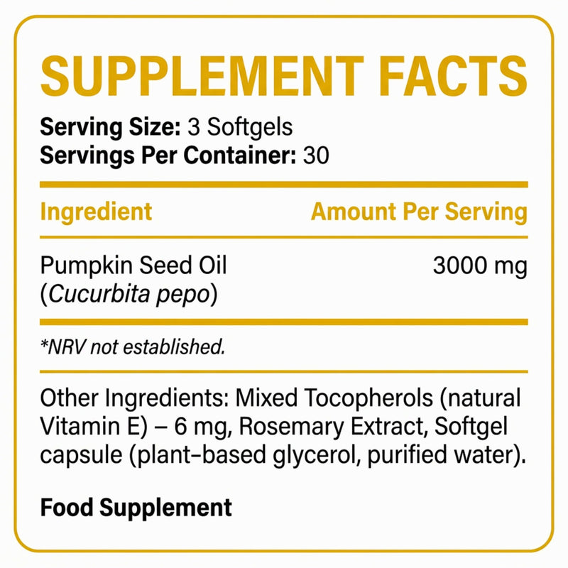 Pumpkin Seed Oil Capsules 2-in-1 Formula – 3000mg High Strength Cold Pressed Pumpkin Seed Oil – Omega 3 6 9 Capsules Supplement – Prostate & Bladder Support – 90 Softgels