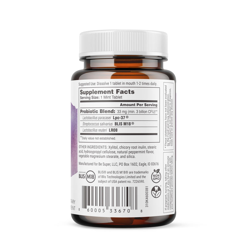 [Australia] - SuperTeeth Chewable Dental Probiotic for Adults & Kids | Support Healthy Teeth & Gums | Oral Health | Fights Bad Breath | BLIS M18 | 60 Mint Flavored Tablets | Fluoride & Sugar Free | Vegan Supplement 60 Count (Pack of 1) 