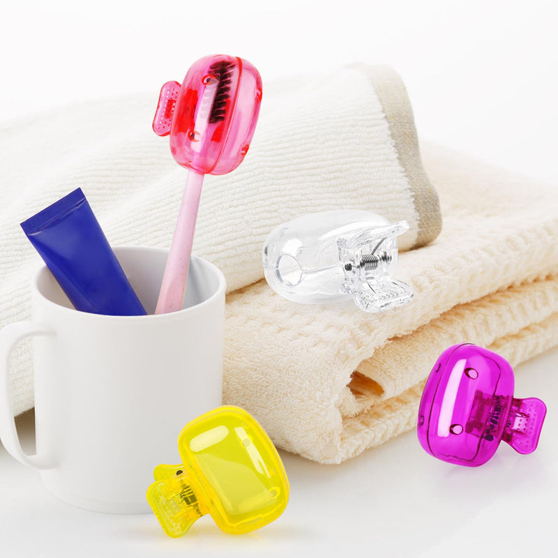 [Australia] - 6 Pack Toothbrush Covers Portable Toothbrush Protector Coverings Clips Travel Protector Plastic Brush Pod Protection Clip Case Tooth Brush Covers for Kids Bathroom Home Travel Supplies Pink, Purple, Yellow, Teal, Clear, Gray 