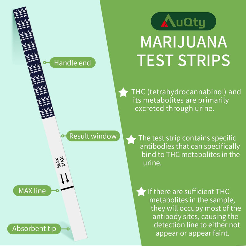 THC Urine Strip Test, THC Tests for Home Drug Test Kit, Highly Sensitive Marijuana/Weed Urine Marijuana Drug Test, 50 ng/mL Cutoff Level (10 Count)