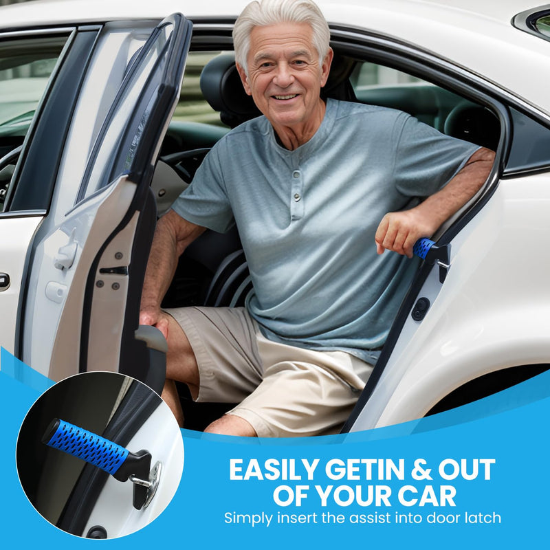 [Australia] - Elderly Car Door Handle Assist Support - Auto Grab Cane for Seniors & Handicapped, Portable Mobility Aids for Getting Out of Car- Blue, 2 Pack 