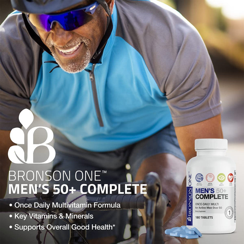 Bronson ONE Daily Mens 50+ Complete Multivitamin Multimineral, 90 Tablets | Once-Daily, Targeted Nutrition For Active Men Over 50, Non-GMO, Gluten-Free, Soy-Free 90 Count (Pack of 1)