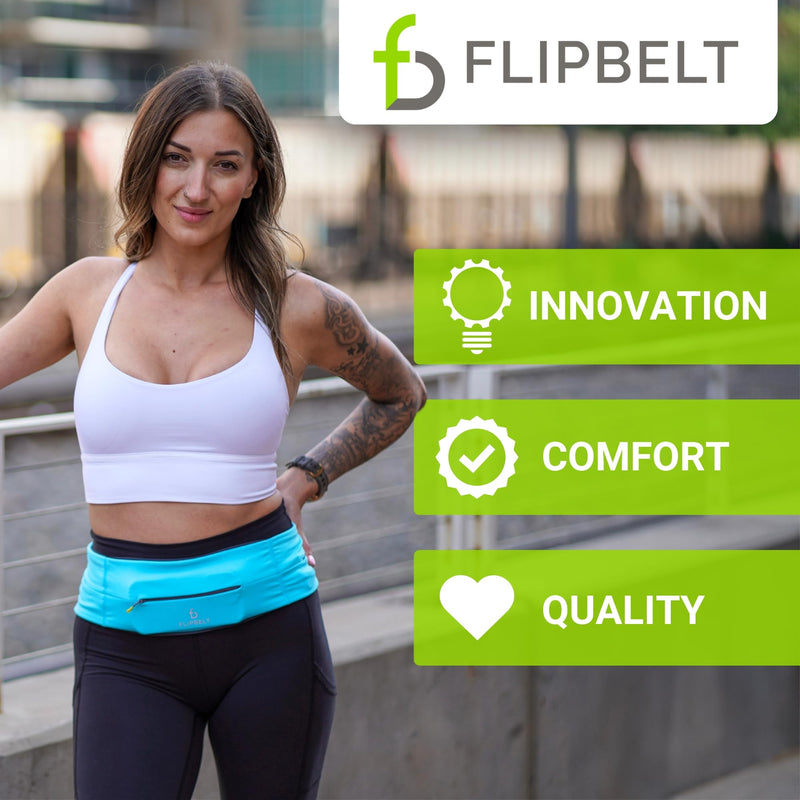 FlipBelt Zipper Running Belt, Waist Pack for Fitness and Running, US Company Medium White