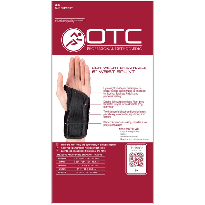 OTC Wrist Splint, 6-Inch Petite or Youth Size, Wrist Sprains, Post Cast Removal, Lightweight Breathable, Large, 6 Inch (Left Hand) Large (Pack of 1) 6 Inch (Left Hand)