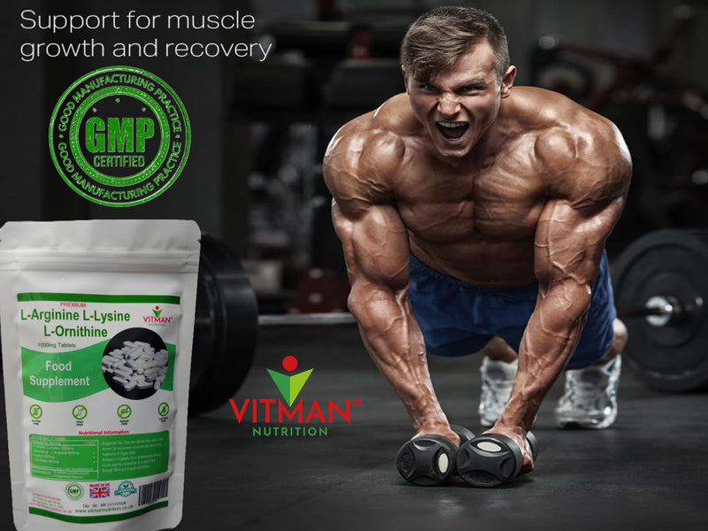 L-Arginine L-Lysine L-Ornithine Tablets - Synergistic Amino Acid Complex 120 x 800mg Pills - Health Supplement Bodybuilder Gym Muscle Mass Support - Promotes Optimal Assimilation & Absorption (120)