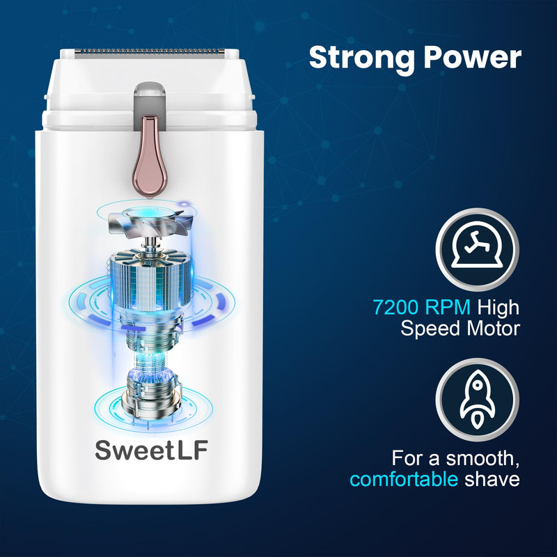 Electric Razor for Women,SweetLF Electric Shaver for Legs, Arms,Cordless, Rose Gold and White