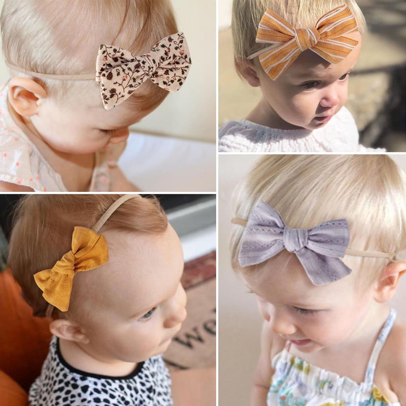 Baby Girl Headbands and Bows, Newborn Infant Toddler Nylon Hairbands Hair Accessories Honey