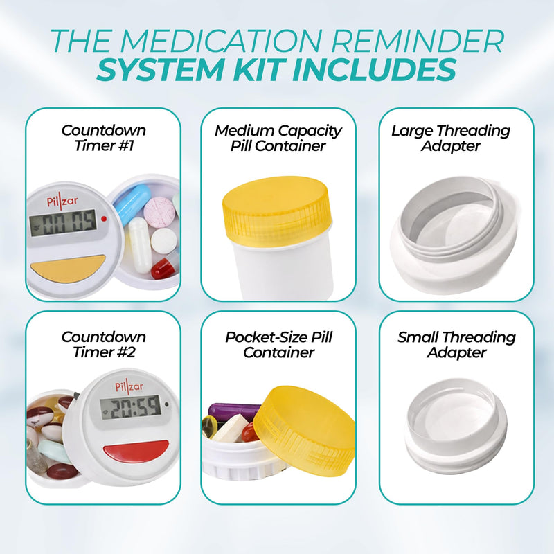 Portable Medication Reminder System with Two Timer Caps – Compact Organizer for Pills, Vitamins & Supplements for Travel or Home Use.