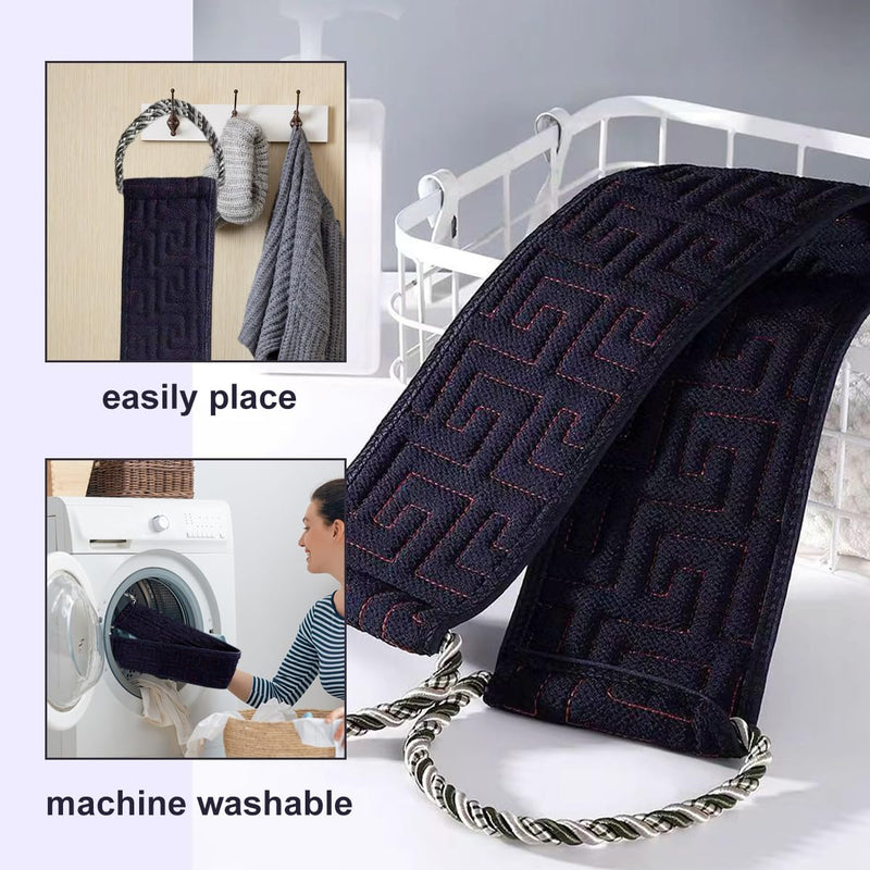 [Australia] - Back scrubber and peeling glove, exfoliating gloves, shower brush back, washing aid to remove dead skin, double-sided, 2 pieces of bath accessories for women and men, bath and shower (navy blue). 
