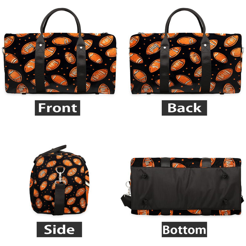 Football Sport Duffle Bags Kid Overnight Weekender Bags Travel Gym Carry On Tote Bag Water Resistant Foldable Sleepover Bag Color-A02