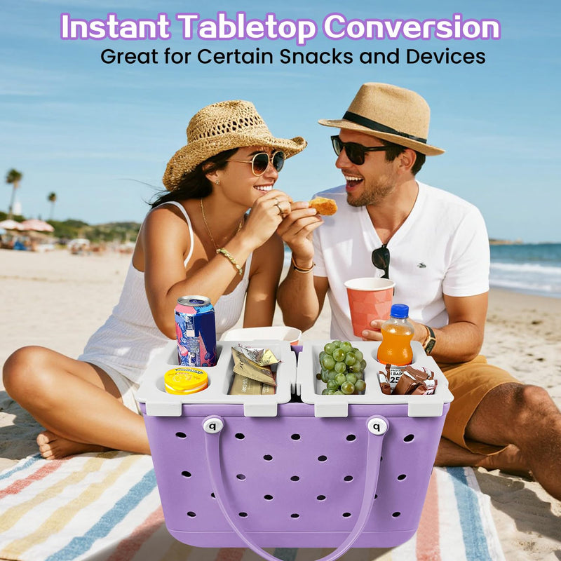 XYFuuee Replacement Strap Wrap& Top Cup Holder Tray for Bogg Bag, Must Have Beach Rubber Tote Bag Accessories, Adjustable Crossbody Shoulder Long Straps, Instant Table, Free Your Hand