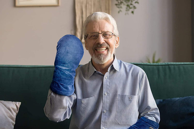 Bundle: Heat Therapy Arthritis Gloves (Lavender Scented, Universally Sized, 1 Pair, Blue) + Compression Gloves, 1 Pair, S)