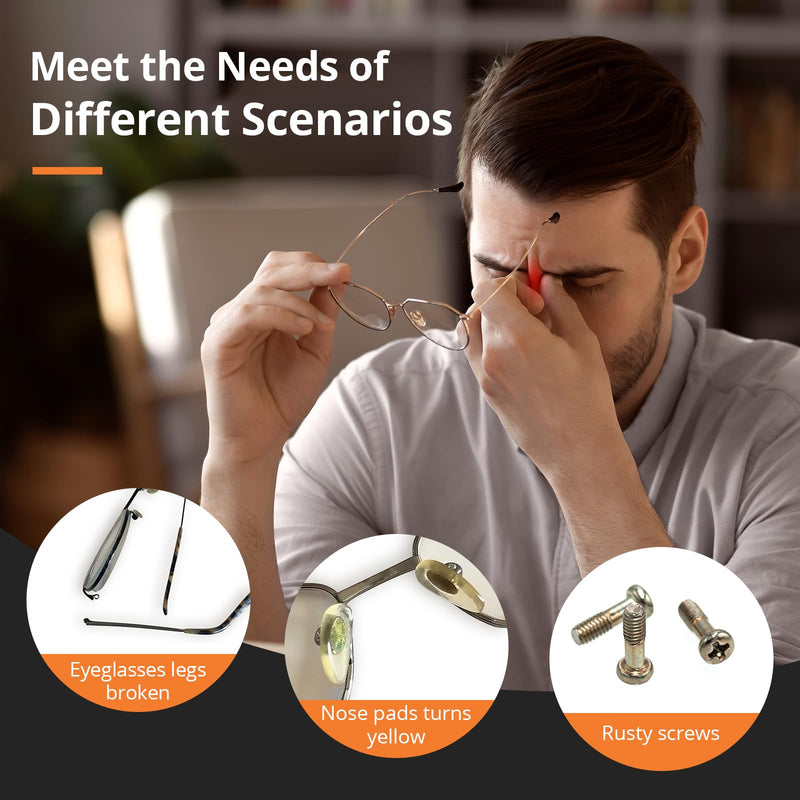 [Australia] - JOREST Eyeglass Repairing Kit, Eyeglass Repair Tool Kit including Small Screws, Nose Pads, Tweezer, Cleaning Cloth and Precision Screwdrivers Suitable for Eyeglasses, Sunglasses, and Rimless Glasses 