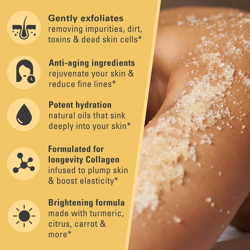 [Australia] - Exfoliating Body Scrub Turmeric Body Scrub and Skin Exfoliator with Collagen and Coconut Oil Gently Exfoliate Face Body Hand and Foot Scrub Moisturizing Body SkinCare products by M3 Naturals Turmeric Scrub 