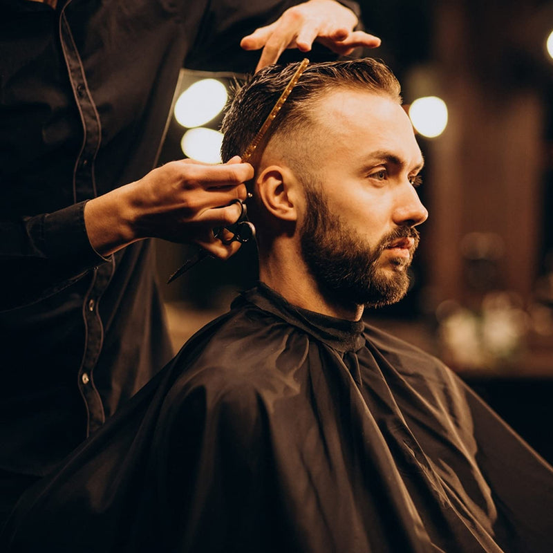 Hair Scissors Thinning Shears for Hair Cutting, Fcysy Professional Barber Blending Shears Kit with Straight Edge Razor Barber Tools, Hairdressing Trimming Scissors for Men Women 11pcs Orangeblack