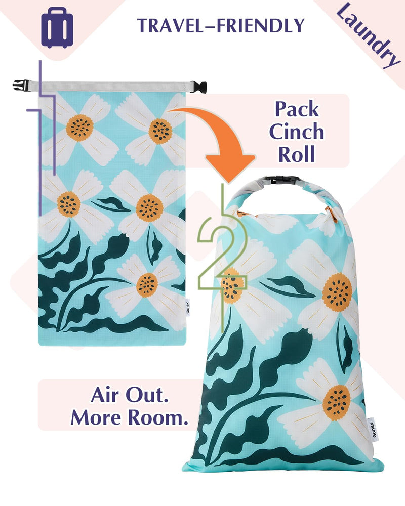 Gonex 6-Piece Compression Packing Cubes with Shoe & Laundry Bags | Floral Pattern, Ripstop Fabric, Double-Zip Compression, Carry-On Friendly, Lightweight Flowers 6 Set
