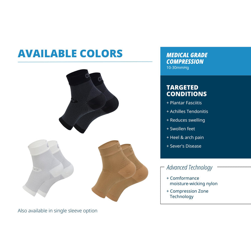 [Australia] - OS1st FS6 Plantar Fasciitis Foot Sleeves (One Pair) for Plantar Fasciitis Pain, Heel and Arch Pain, and Arch Support X-Small (1 Pair) Black 