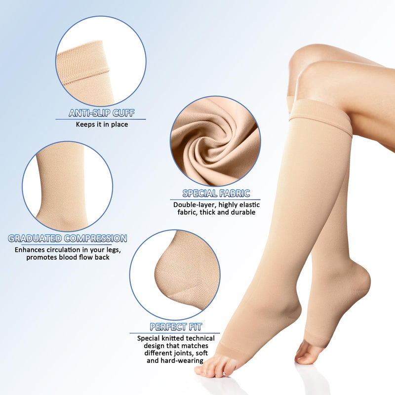 [Australia] - BellaAcht Medical Compression Stockings Women's 23-32 mmHg Compression Socks Graduated Support Support Stockings for Varicose Veins, Edema, Circulation Promotion M Beige 