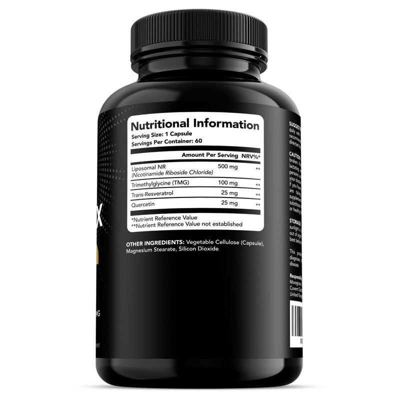 Nicotinamide Riboside NR Supplement (4 in 1 Complex) 60 Caps, 2 Months Supply | UK Made | Boost NAD+ Anti-Aging | TMG Resveratrol Quercetin | Liposomal Highest Bioavailability