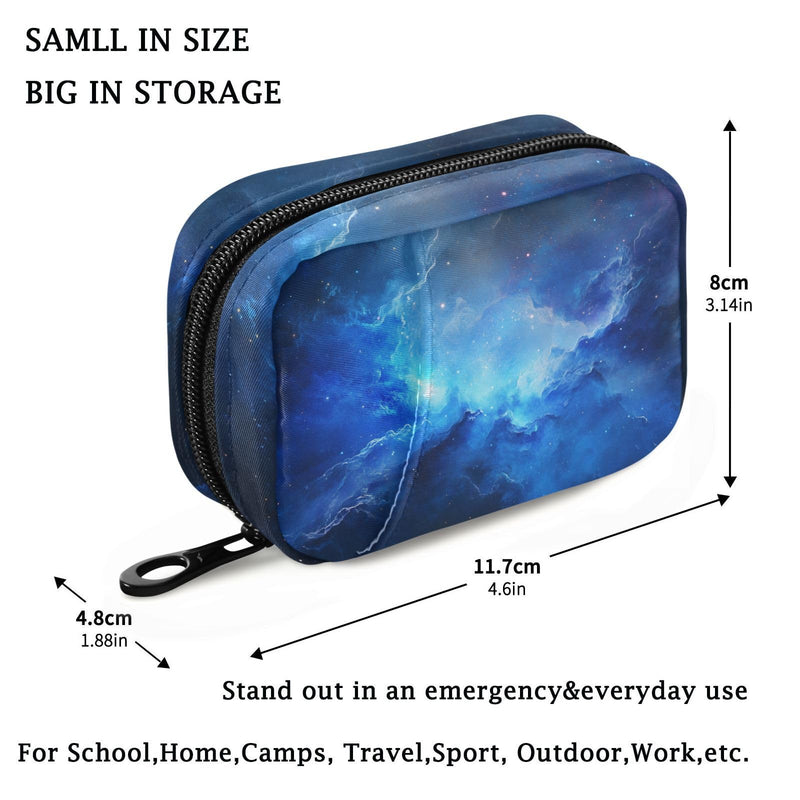 Fustylead Beautiful Blue Cosmic Nebula Pill Organizer and Storage Weekly with Zipper, Removable Pill Box Portable Medicine Organizer for Vitamin Fish Oil Supplement Blue06 Cosmic Nebula