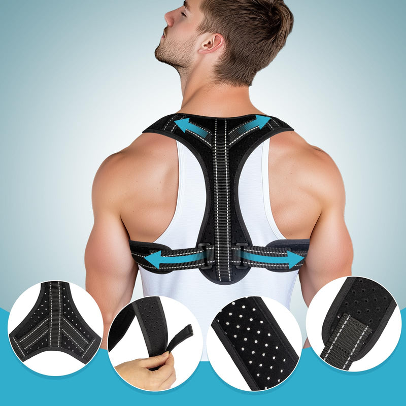 Posture Corrector for Men and Women, Adjustable Back Brace Straightener, Breathable Shoulder, Neck, Clavicle & Mid-Back Support, Relieve Slouching, Hunching, and Back Pain,One Size One Size