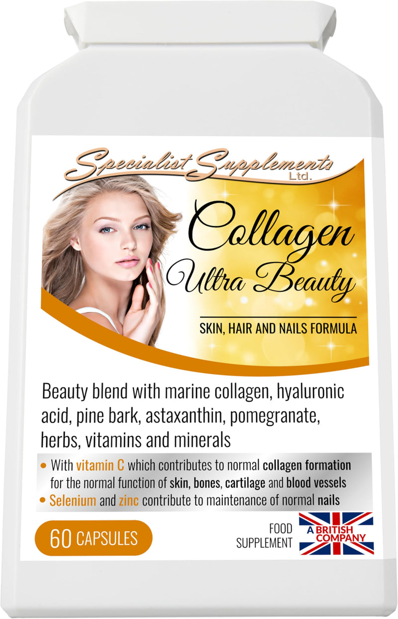 Collagen Ultra Beauty Marine Collagen, Herbal and Nutrient Complex, 60 Capsules