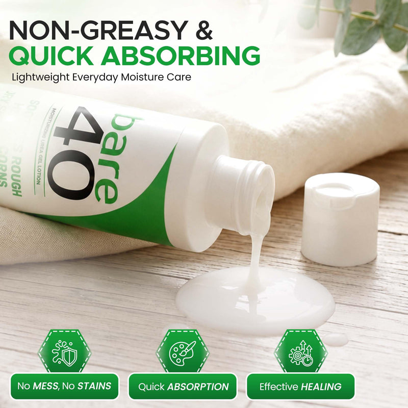 Professional Bare 40 Pro Urea lotion with 40% Urea Cream for feet | Urea Cream for Dry, rough skin, Hydrating & Exfoliating Formula for Dry, Enriched with Tea Tree Oil, Aloe Vera & Jojoba Beads