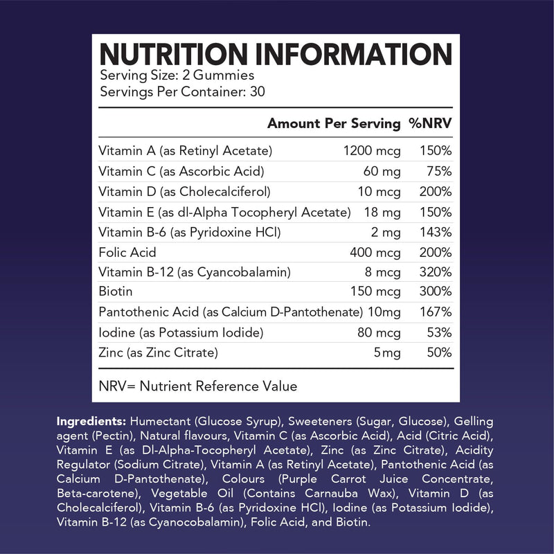 Multivitamin Gummies for Women & Men | Packed with Daily Vitamins and Minerals | with Vitamin C, D, Zinc | Multi Vitamins and Minerals Supplements | 60 Gluten-Free, Fruit Flavored Vitamin Gummies