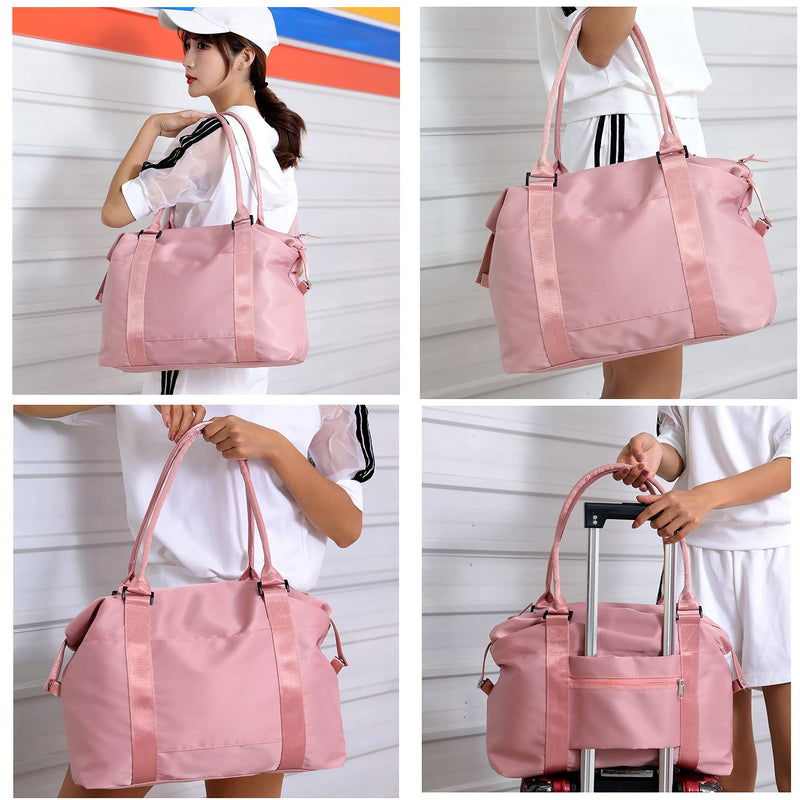 Women Tote Bag Travel Duffel Bag Carry On Luggage Bag Sports Bag Pink