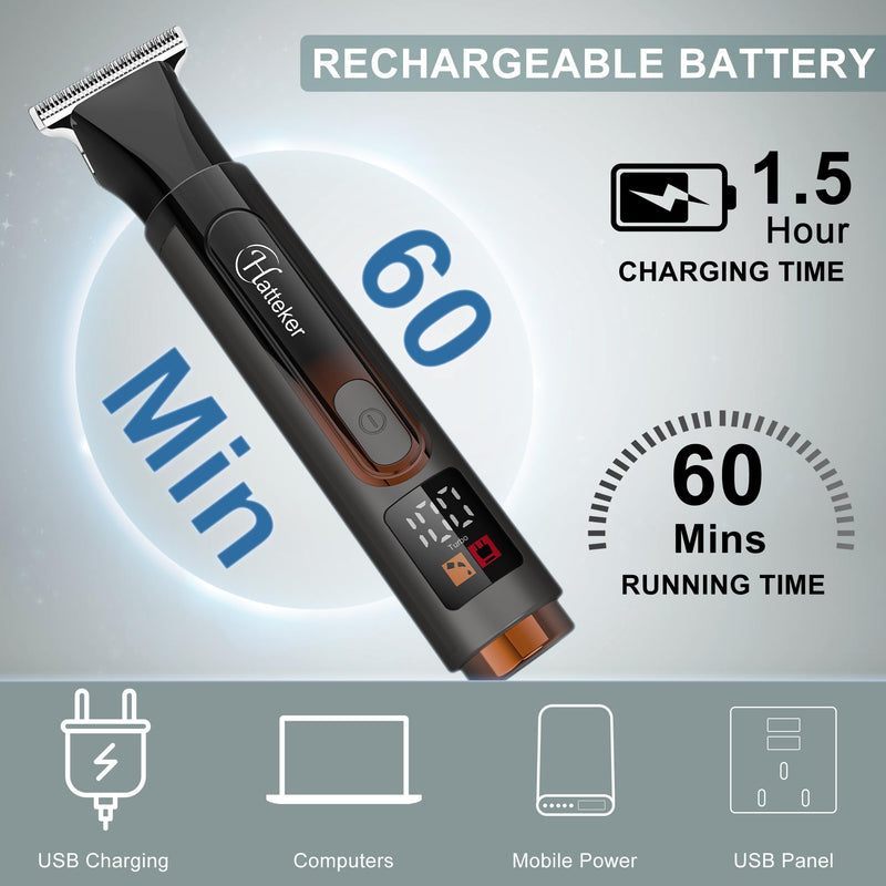 [Australia] - Hatteker Men's Back Shaver Body Trimmer Electric Body Groomer Face, Arm, Chin Beard Trimmer Cordless Hair Clipper with Adjustable Extension Trade Waterproof 