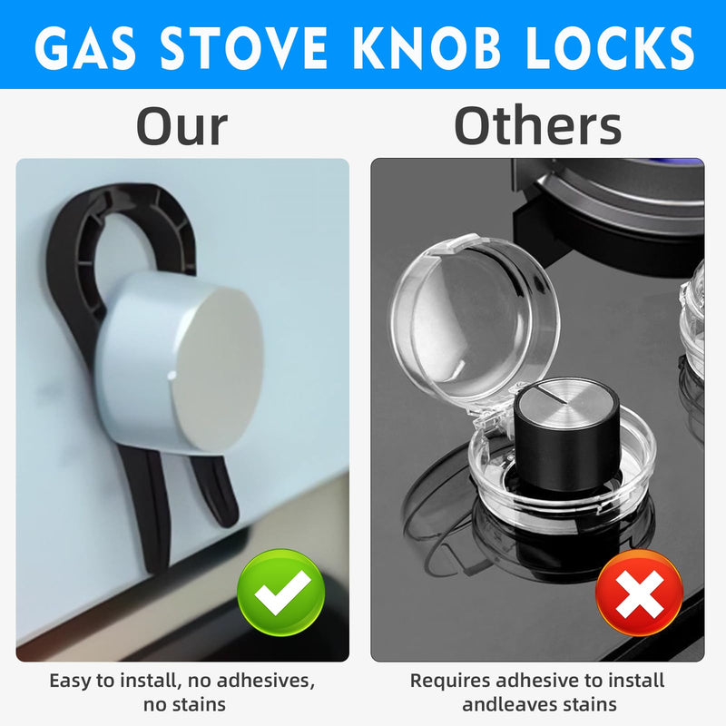[Australia] - Gas Stove Knob Locks, Baby Oven Lock Child Safety Stove Guard & Gas Knob Safety Covers, Baby Proof Oven Lock, Durable Design Prevent Accidental Touch(5 Pack) 