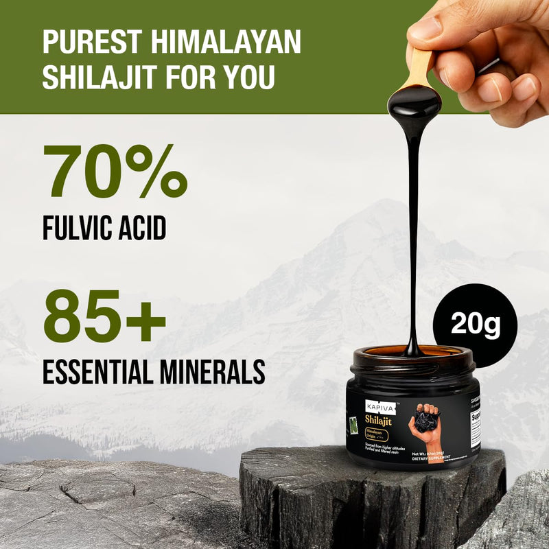 [Australia] - Himalayan Shilajit Resin ‚Äì 100% Pure & Potent | 70%+ Fulvic Acid, 80+ Trace Minerals | 80 Servings x 250mg | Lab Tested for Purity | Natural Energy, Stamina & Immune Support 0.71 Ounce (Pack of 1) 