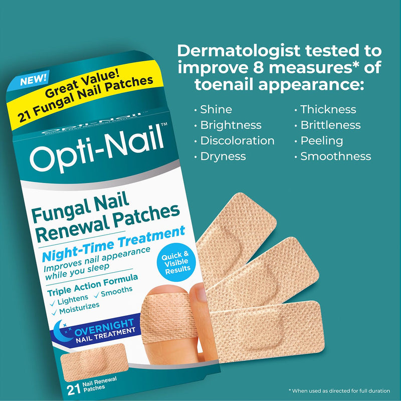 [Australia] - Opti-Nail Fungal Nail Renewal Patches - 21 Patches, Night-Time Treatment Improves Nail Appearance While You Sleep 21 Count (Pack of 1) 