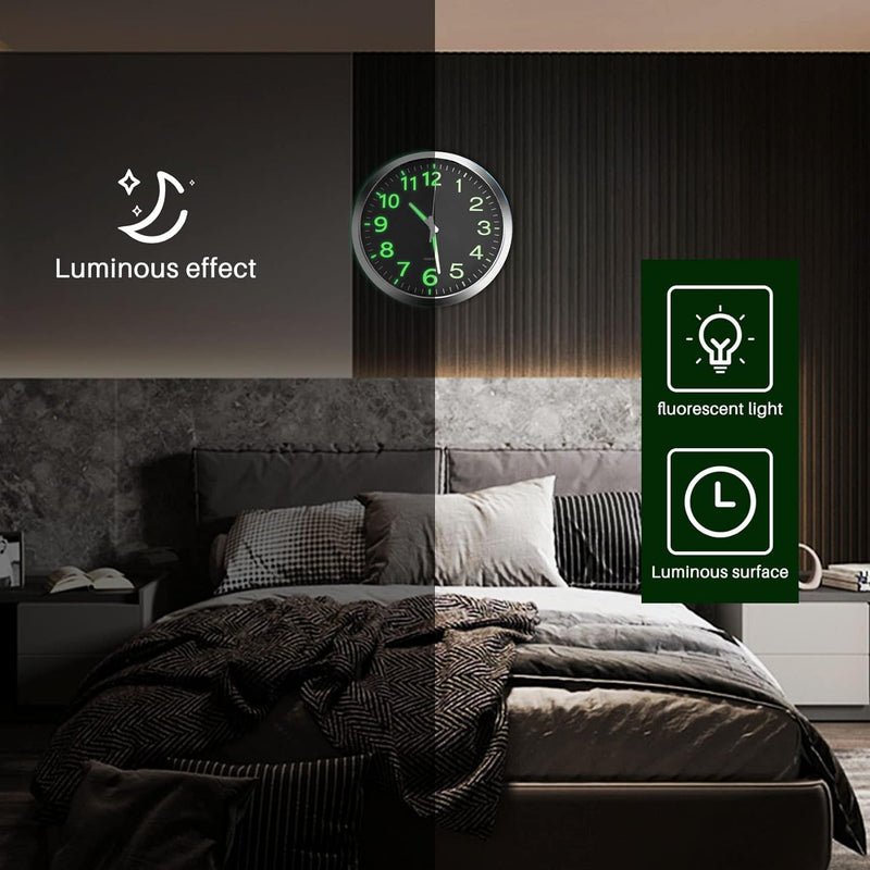 [Australia] - JoFomp Modern Glow in The Dark Wall Clock, 12 inch Non-Ticking Silent Movement Night Light Clock, Aluminum Frame Luminous Function Numbers and Hands, Decorative for Home Living Room Office (Black) Black 