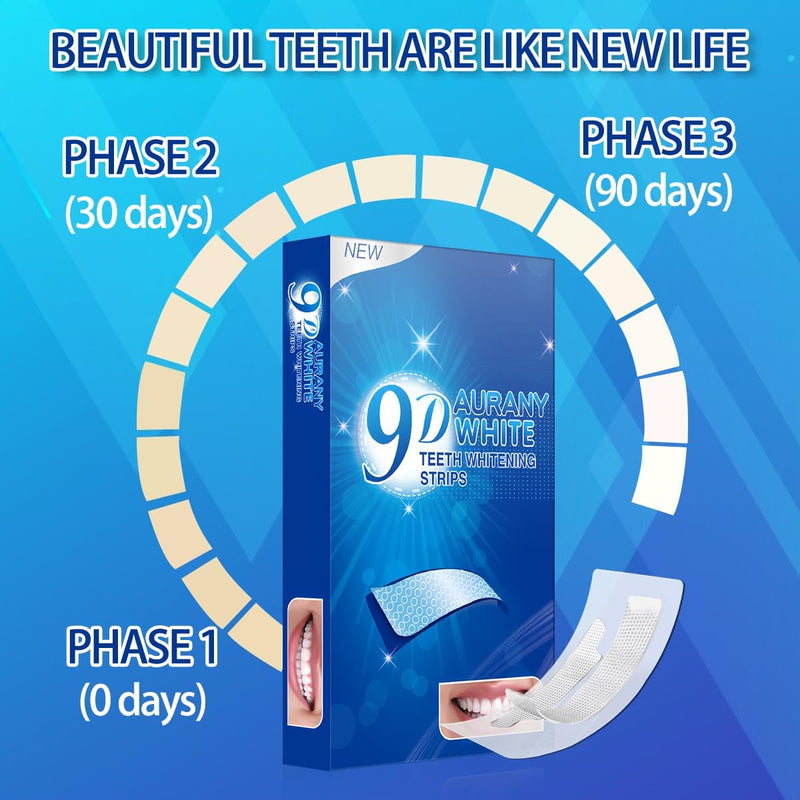 [Australia] - 9D Sensitive Teeth Whitening Strips- Professional Enamel-Safe Formula, Fast Stain Removal for Coffee Drinkers & Smokers, Sensitivity-Free Whitening Kit-14Pairs (28Strips) 1 Count (Pack of 14) 
